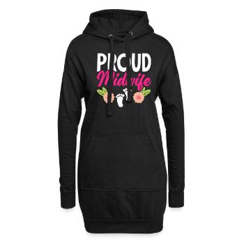 Sage-femme fière avec motif floral - Sweat-shirt à capuche long Femme - noir - Devant