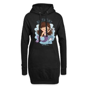 Anniversaire Fille Sirène - Sweat-shirt à capuche long Femme - noir - Devant