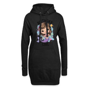 Anniversaire Fille Sirène - Sweat-shirt à capuche long Femme - noir - Devant