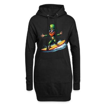 Surf Surfeur Leprechaun Sports Fête de la Saint-Patrick - Sweat-shirt à capuche long Femme - noir - Devant