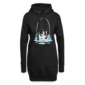 Ours polaire mignon patinant dans le - Sweat-shirt à capuche long Femme - noir - Devant