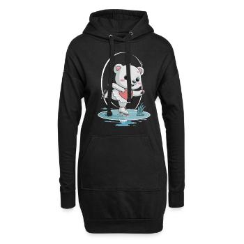Ours polaire mignon sur patins - Sweat-shirt à capuche long Femme - noir - Devant