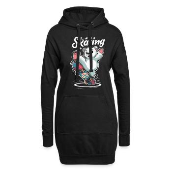 Ours mignon sur le skateboard patinant - Sweat-shirt à capuche long Femme - noir - Devant