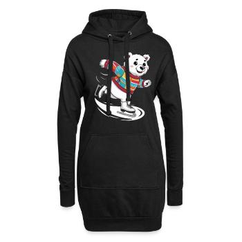 Ours polaire mignon patinage sur glace dans un pull coloré - Sweat-shirt à capuche long Femme - noir - Devant