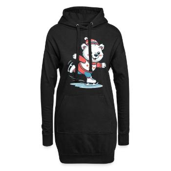 Ours polaire mignon patinant - Sweat-shirt à capuche long Femme - noir - Devant
