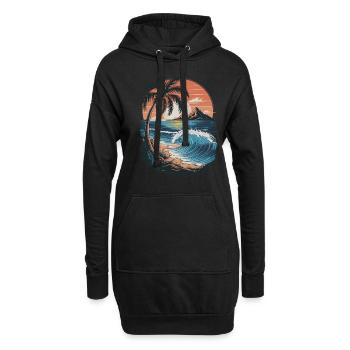 Strand Sunset Beach Sonnenuntergang Meer - Hoodie-Kleid - Schwarz - Vorne