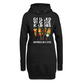 Gegrillte Gemüsespieße Glück Am Spieß - Hoodie-Kleid - Schwarz - Vorne