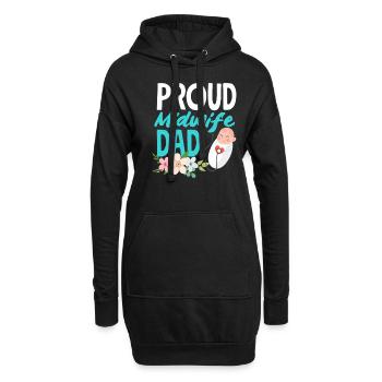 Fier papa sage-femme - Sweat-shirt à capuche long Femme - noir - Devant