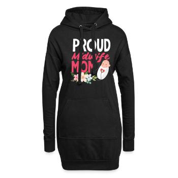 Sage-femme fière maman fleurs amour - Sweat-shirt à capuche long Femme - noir - Devant