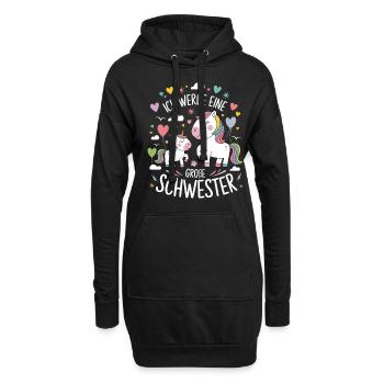 Ich werde eine große Schwester Einhorn - Hoodie-Kleid - Schwarz - Vorne