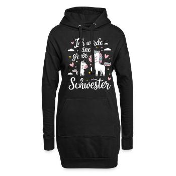 Ich werde eine große Schwester Einhorn - Hoodie-Kleid - Schwarz - Vorne