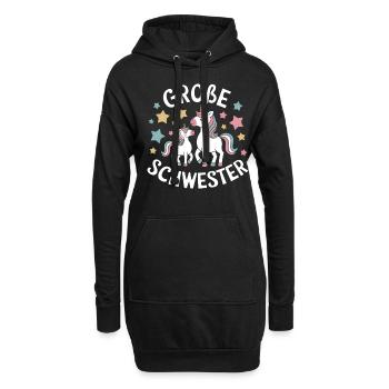 Ich werde eine große Schwester Einhorn - Hoodie-Kleid - Schwarz - Vorne