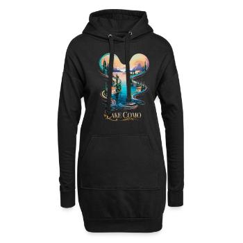 Comer See Ikonische italienische Schönheit Reise - Hoodie-Kleid - Schwarz - Vorne