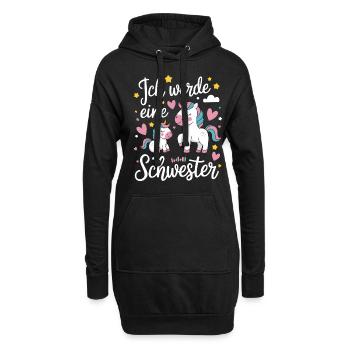 Ich werde eine große Schwester Einhorn - Hoodie-Kleid - Schwarz - Vorne