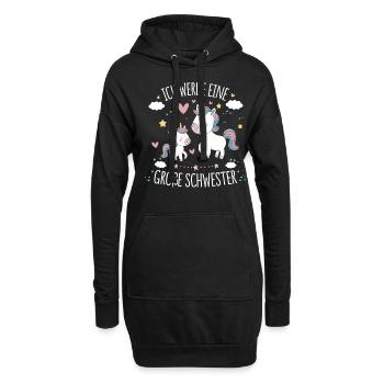 Ich werde eine große Schwester Einhorn - Hoodie-Kleid - Schwarz - Vorne