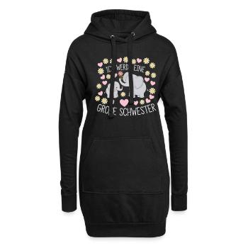 Ich werde eine große Schwester Elefant - Hoodie-Kleid - Schwarz - Vorne