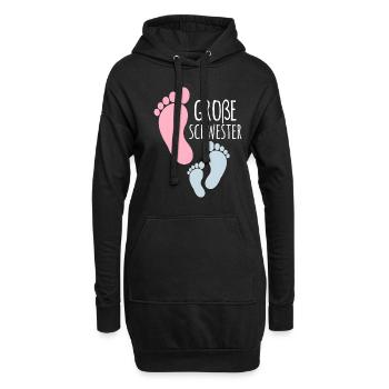 Grande Sœur Petit Frère Empreintes de Pas - Sweat-shirt à capuche long Femme - noir - Devant