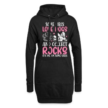 Certaines filles aiment les chiens et collectionnent les roches - Sweat-shirt à capuche long Femme - noir - Devant