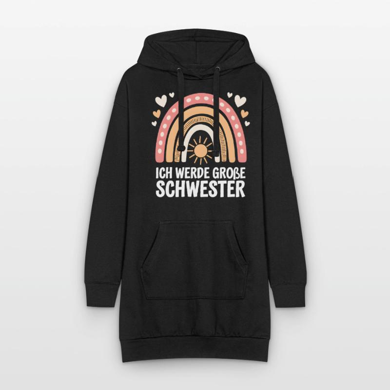 Ich Werde Große Schwester Regenbogen Boho Hoodie-Kleid