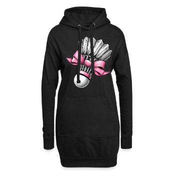 Coquette noeud Badminton Volant Ruban Rose Maman - Sweat-shirt à capuche long Femme - noir - Devant