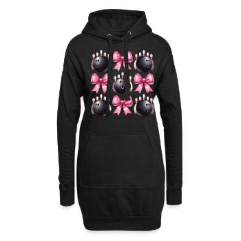 Coquette Bowling Kugel Pins Bowler rosa Schleife - Hoodie-Kleid - Schwarz - Vorne