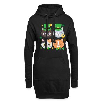 Chat Chaton Fête de la Saint-Patrick - Sweat-shirt à capuche long Femme - noir - Devant