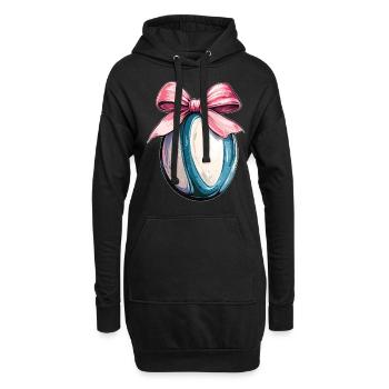 Coquette Bogen Rugby-Spieler Mütter Tag rosa - Hoodie-Kleid - Schwarz - Vorne