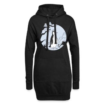 Observation des oiseaux avec les manchots dans les montagnes - Sweat-shirt à capuche long Femme - noir - Devant