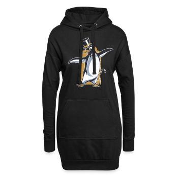 Pinguin Im Frack Mit Zylinder Beim Tanzen - Hoodie-Kleid - Schwarz - Vorne