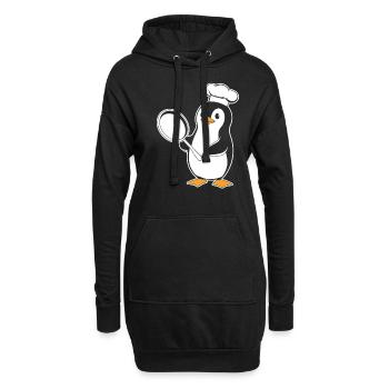 pingouin cuisinier avec casserole motif amusant - Sweat-shirt à capuche long Femme - noir - Devant