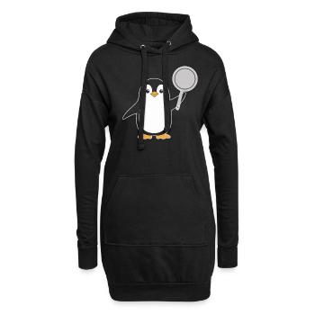 Pingouin avec des illustrations de casserole pour - Sweat-shirt à capuche long Femme - noir - Devant