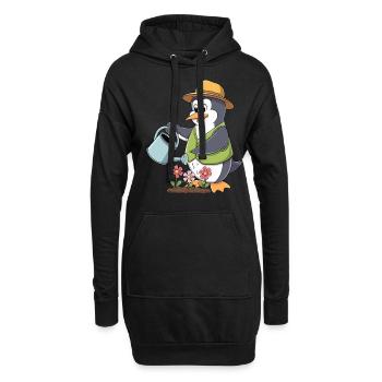 Pinguin Gartenliebe Gärtner Gartenglück - Hoodie-Kleid - Schwarz - Vorne
