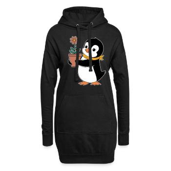 Gartenarbeiten Pinguin Mit Blume Für - Hoodie-Kleid - Schwarz - Vorne