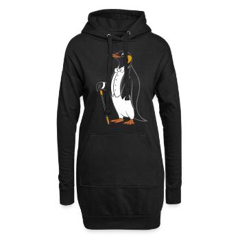 Eleganter Pinguin im Frack mit Gehstock - Hoodie-Kleid - Schwarz - Vorne