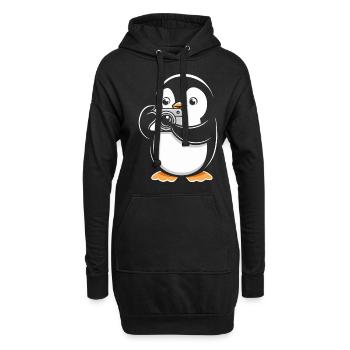 Pingouin avec appareil photo Photographe Hobby Photographie - Sweat-shirt à capuche long Femme - noir - Devant