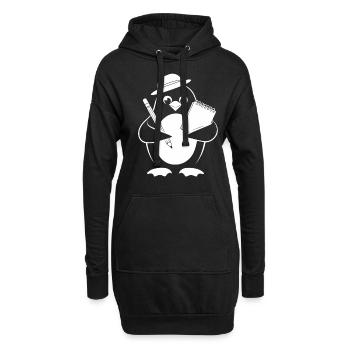 Pinguin Journalist Reporter Mit Notizbuch - Hoodie-Kleid - Schwarz - Vorne