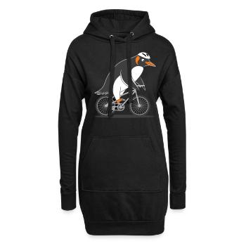 Lustiger Pinguin Auf Fahrrad Abenteuer - Hoodie-Kleid - Schwarz - Vorne