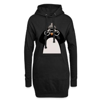 Pingouin avec jumelles et motif de casquette - Sweat-shirt à capuche long Femme - noir - Devant