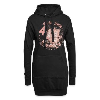 4. Geburtstag Schmetterling Kindergeburtstag - Hoodie-Kleid - Schwarz - Vorne
