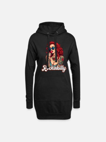 Cool Rockabilly Frau im Syle der 50er - Hoodie-Kleid - Schwarz