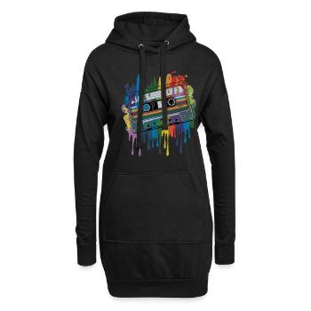 80s Retro Cassette Splash Classic Cassette Tape - Hoodie-Kleid - Schwarz - Vorne