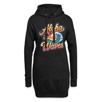 Surfing Erlebnis mit Wellen und Sonne - Hoodie-Kleid - Schwarz - Vorne