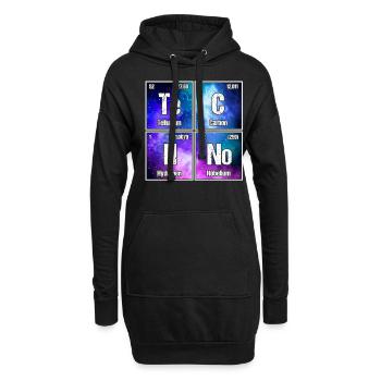 Techno House Party EDM Festival Goa Electro Rave - Hoodie-Kleid - Schwarz - Vorne