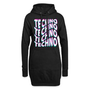 Techno House Party EDM Festival Goa Electro Rave - Hoodie-Kleid - Schwarz - Vorne