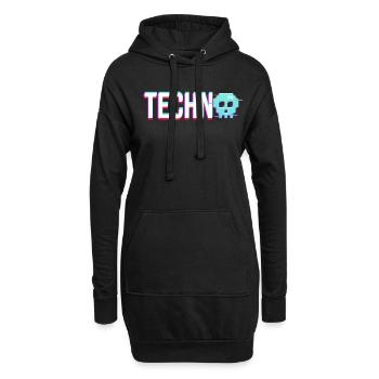 Techno House Party EDM Festival Goa Electro Rave - Hoodie-Kleid - Schwarz - Vorne