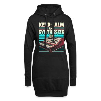 Synthesizer Synth Keep Calm And Synthesize On - Hoodie-Kleid - Schwarz - Vorne
