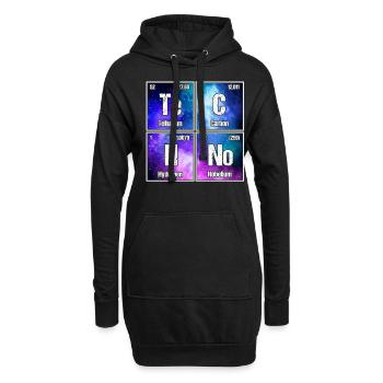 Techno Periodensystem ! Perfektes Rave & Festival - Hoodie-Kleid - Schwarz - Vorne