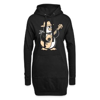 Lustiger Pinguin Mit Gitarre Und Hut Für Musikfans - Hoodie-Kleid - Schwarz - Vorne