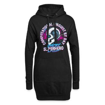 Linguiste computationnel Syntax Hero By Night - Sweat-shirt à capuche long Femme - noir - Devant