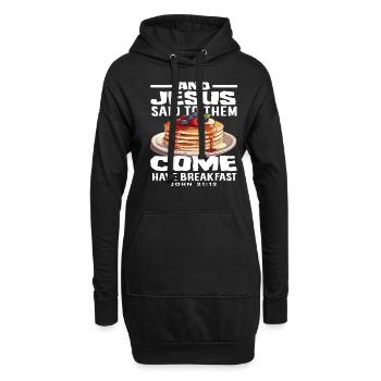 Des crêpes et Jésus a dit de venir pour le petit-déjeuner - Sweat-shirt à capuche long Femme - noir - Devant
